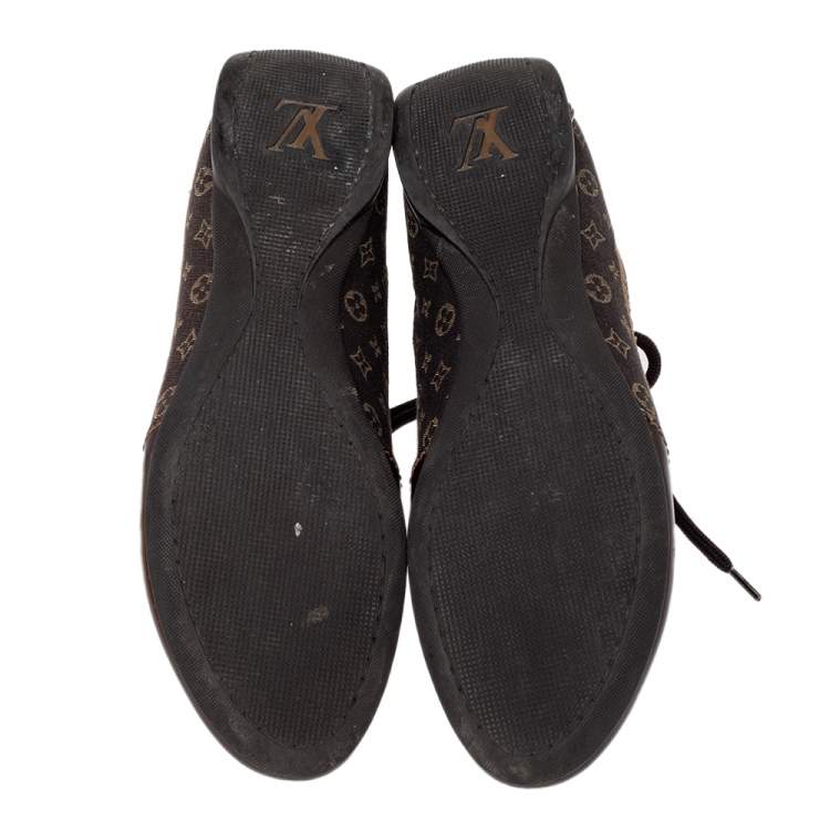 Pre Owned Louis Vuitton Brown Monogram Min Lin Canvas And Leather Low Top Sneakers Size 39