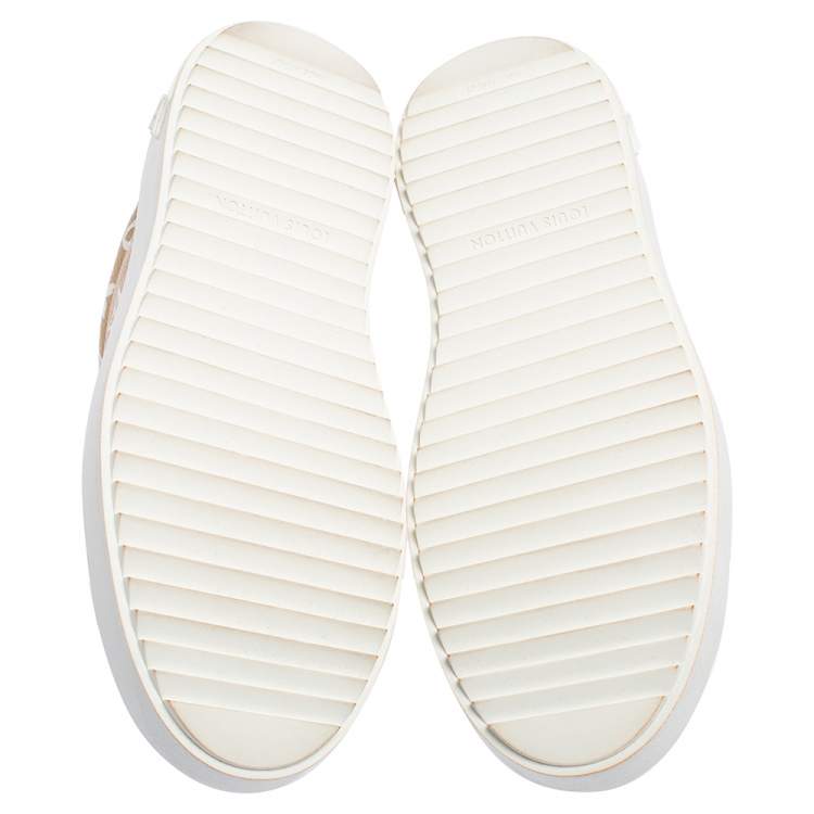 Pre Owned Louis Vuitton Beige/White Monogram Canvas Timeout Sneakers Size 39