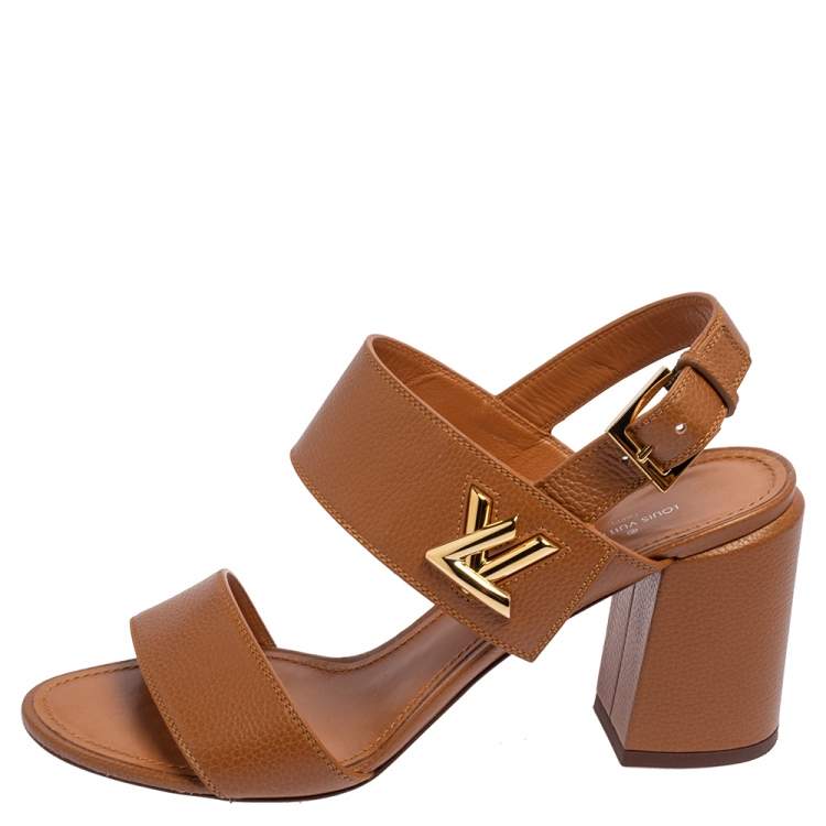 Louis Vuitton Brown Leather Horizon Block Heel Sandals Size 40
