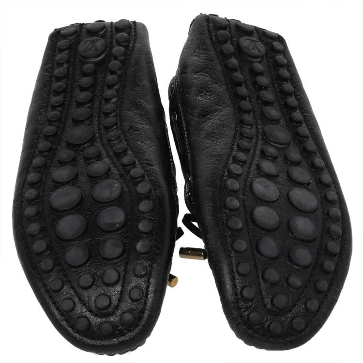 Pre Owned Louis Vuitton Black Leather Gloria Slip On Loafers Size 36.5