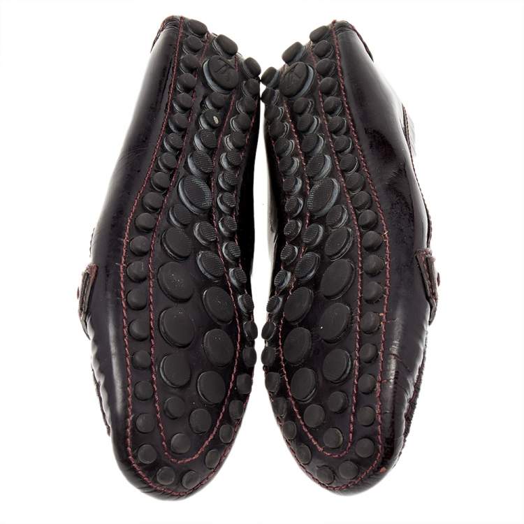 Pre Owned Louis Vuitton Brown Patent Leather Oxford Slip On Loafers Size 36