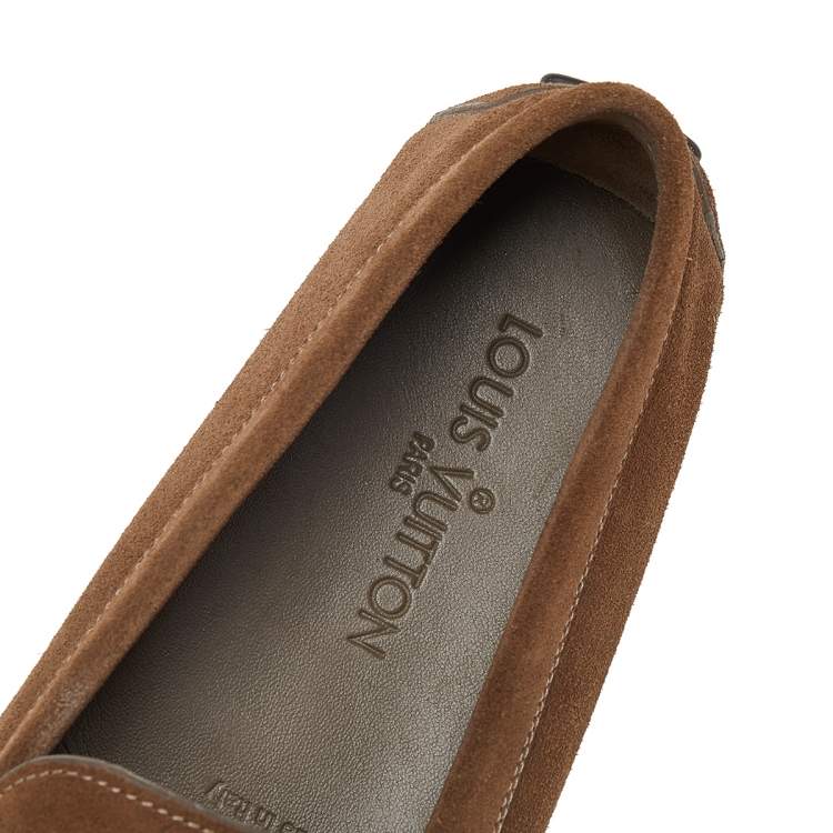 مملوكة مسبقًا Louis Vuitton Brown Suede Slip On Loafers Size 37