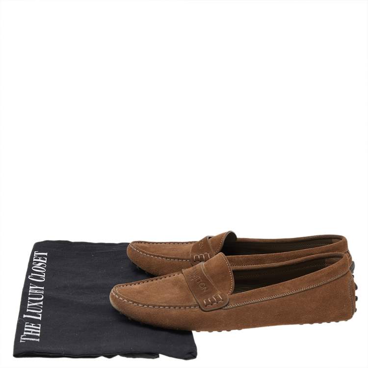 مملوكة مسبقًا Louis Vuitton Brown Suede Slip On Loafers Size 37