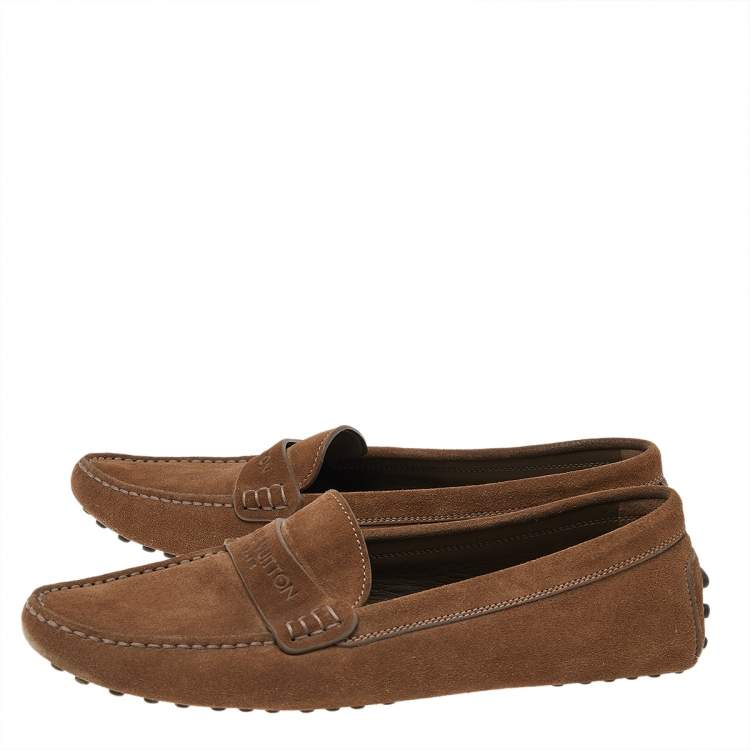 مملوكة مسبقًا Louis Vuitton Brown Suede Slip On Loafers Size 37