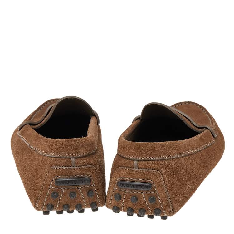 مملوكة مسبقًا Louis Vuitton Brown Suede Slip On Loafers Size 37