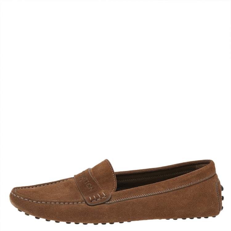 مملوكة مسبقًا Louis Vuitton Brown Suede Slip On Loafers Size 37