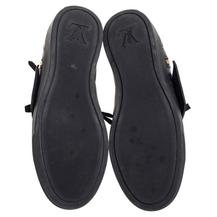 Pre Owned Louis Vuitton Black Leather Karakoram Pattern Punchy Sneaker Boots Size 36