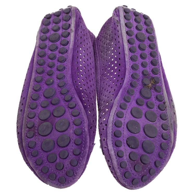 Pre Owned Louis Vuitton Purple Perforated Suede Ballet Flats Size 39