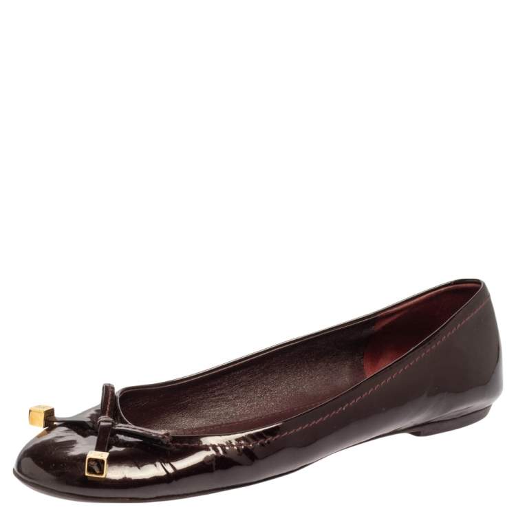 Louis Vuitton Burgundy Leather Embellished Ballet Flats Size 39