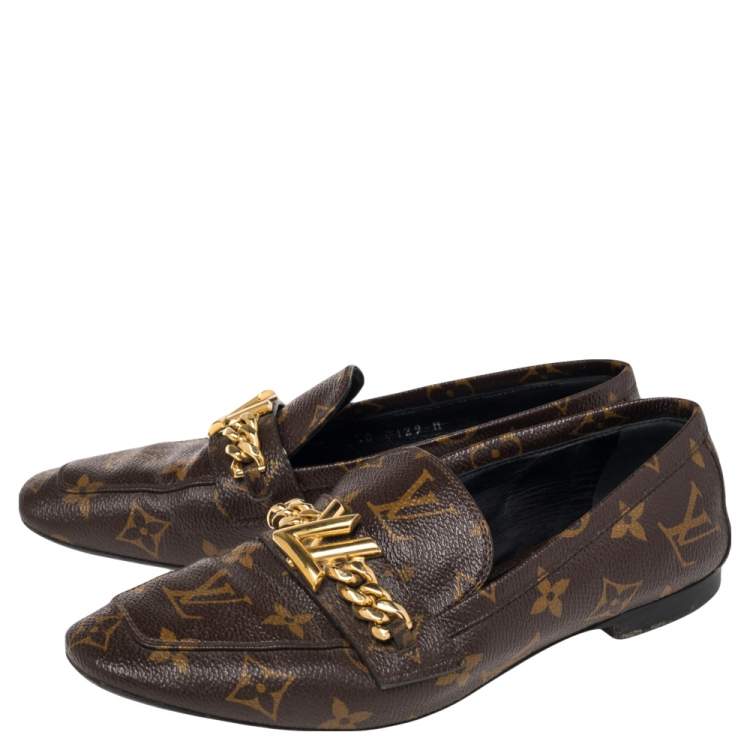 Pre Owned Louis Vuitton Monogram Coated Canvas  Upper Case Loafers Size 36