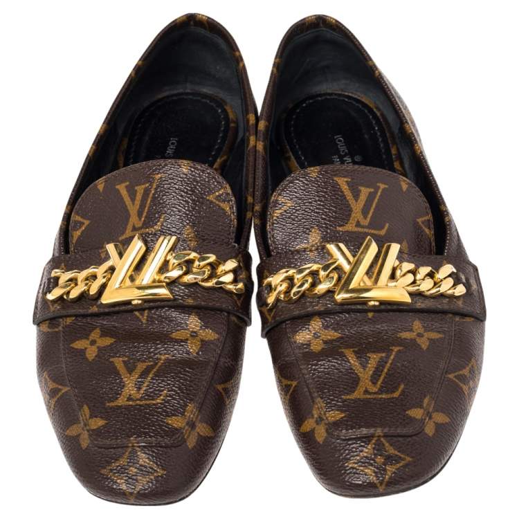 Pre Owned Louis Vuitton Monogram Coated Canvas  Upper Case Loafers Size 36