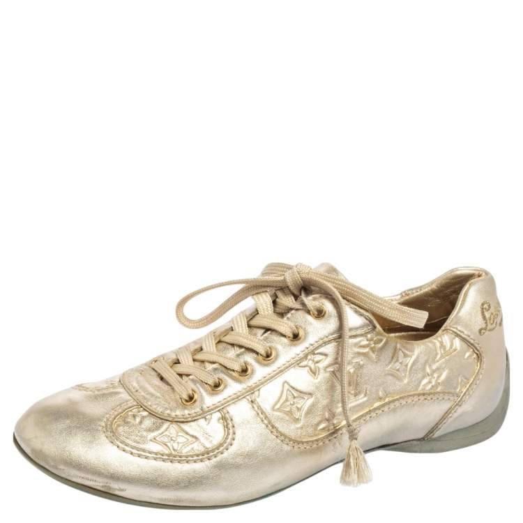 Louis Vuitton Metallic Gold Monogram Embossed Leather Trainers Sneakers  Size 36 Louis Vuitton | The Luxury Closet