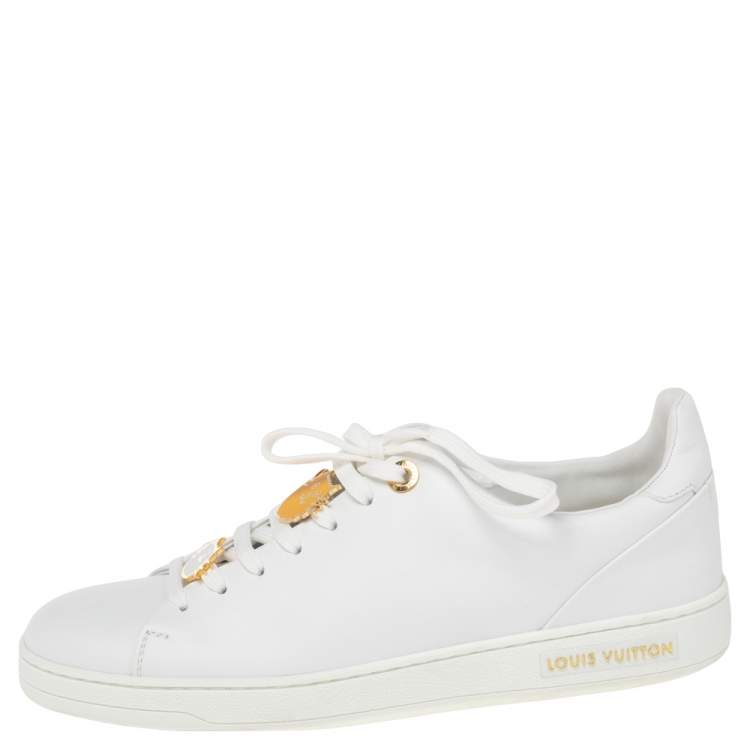 Louis Vuitton White Leather Frontrow Embellished Sneakers Size 39