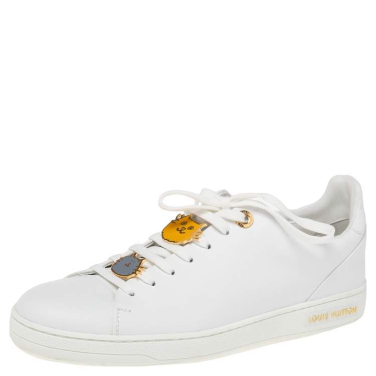 Louis Vuitton White Leather Logo Embellished Frontrow Low-Top