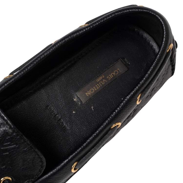 مملوكة مسبقًا Louis Vuitton Black Monogram Empreinte Leather Gloria Bow Slip On Loafers Size 37