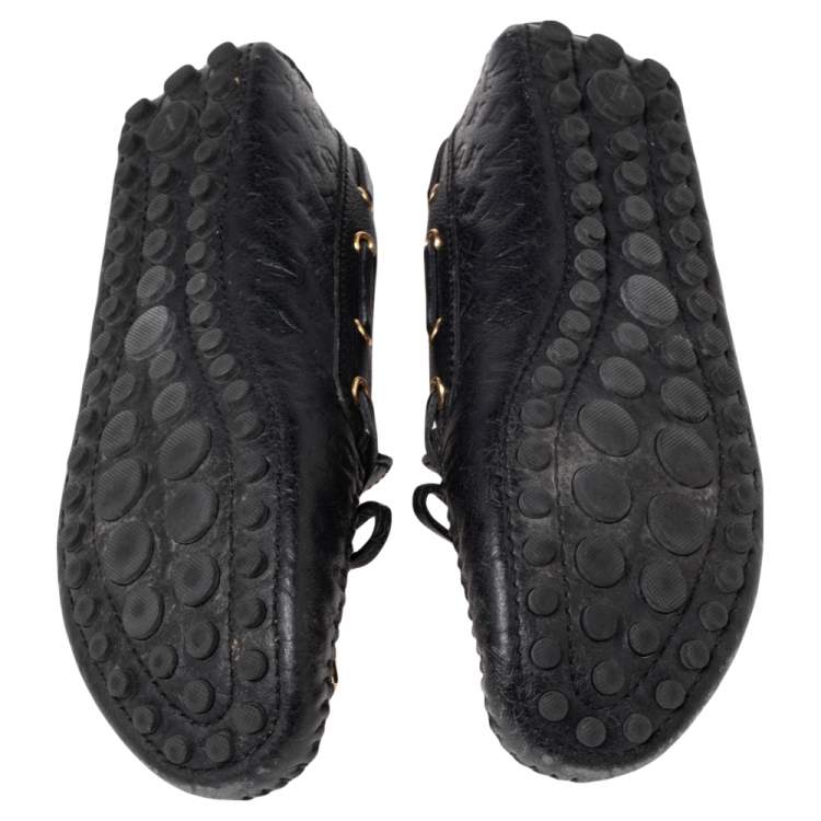 مملوكة مسبقًا Louis Vuitton Black Monogram Empreinte Leather Gloria Bow Slip On Loafers Size 37