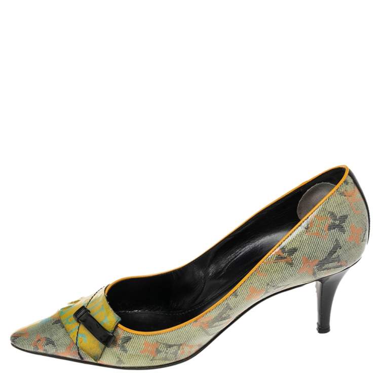 Louis Vuitton Yellow Monogram Coated Denim Richard Prince Flash Pulp  Peep-Toe Pumps Size 36 Louis Vuitton