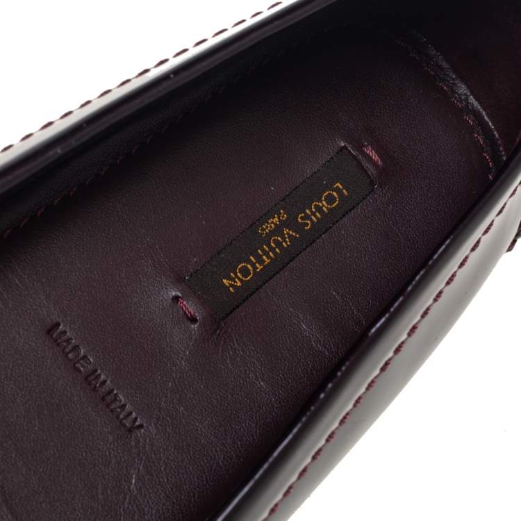 Pre Owned Louis Vuitton Burgundy Patent Leather Oxford Loafers Size 40