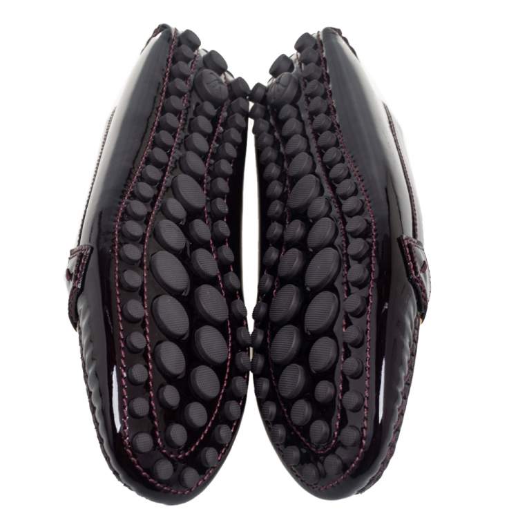 Pre Owned Louis Vuitton Burgundy Patent Leather Oxford Loafers Size 40