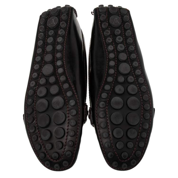 Pre Owned Louis Vuitton Burgundy Patent Leather Oxford Slip On Loafers Size 38.5