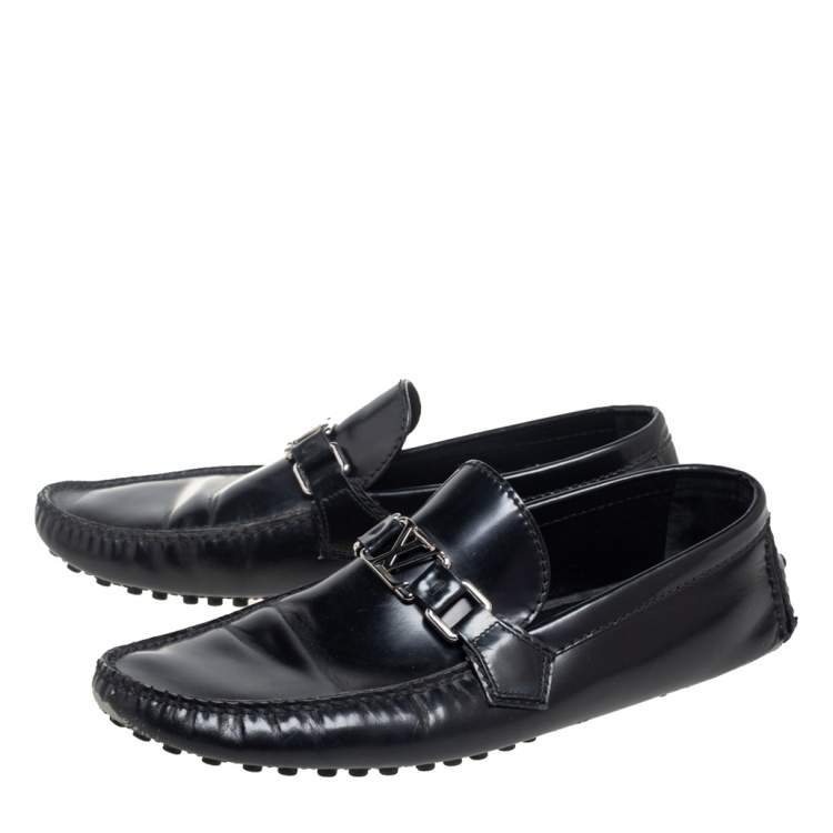 مملوكة مسبقًا Louis Vuitton Black Leather Slip On Loafers Size 39