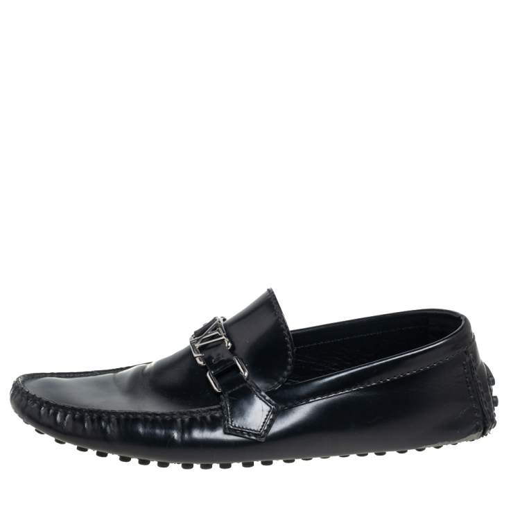 مملوكة مسبقًا Louis Vuitton Black Leather Slip On Loafers Size 39