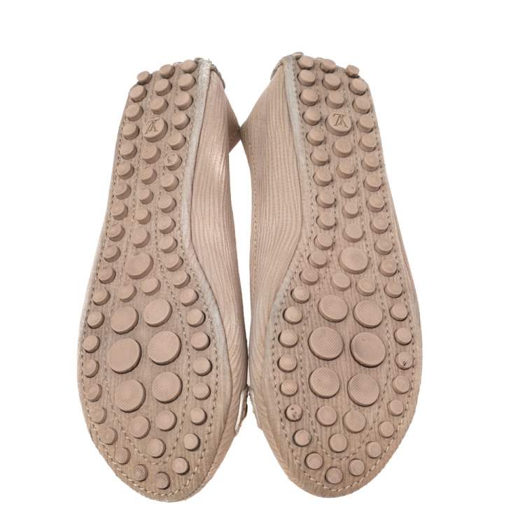 Pre Owned Louis Vuitton Beige Nubuck Oxford Ballet Flats Size 36.5