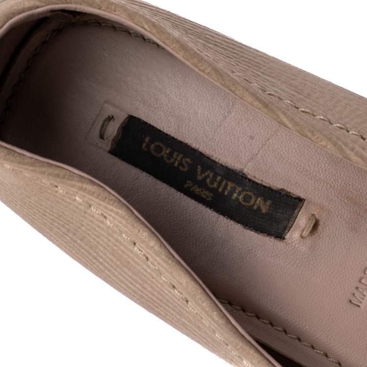 Pre Owned Louis Vuitton Beige Nubuck Oxford Ballet Flats Size 36.5