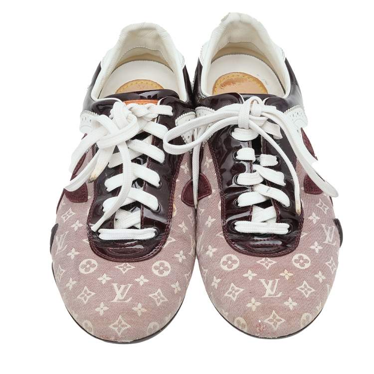 Pre Owned Louis Vuitton Multicolor Monogram Fabric And Patent Leather, Suede Low Top Sneakers Size 37.5