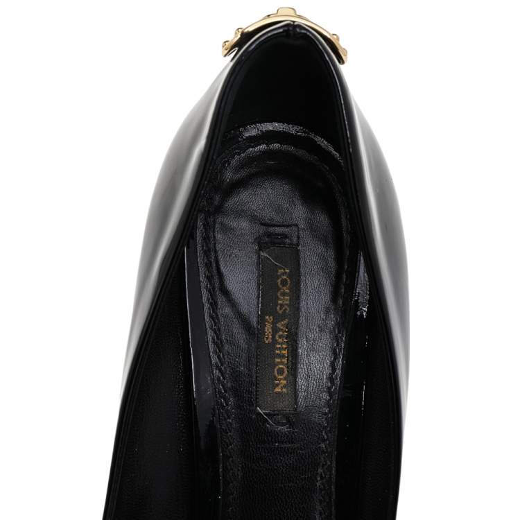Pre Owned Louis Vuitton Black Patent Leather Oh Really! Wedge Pumps Size 38.5