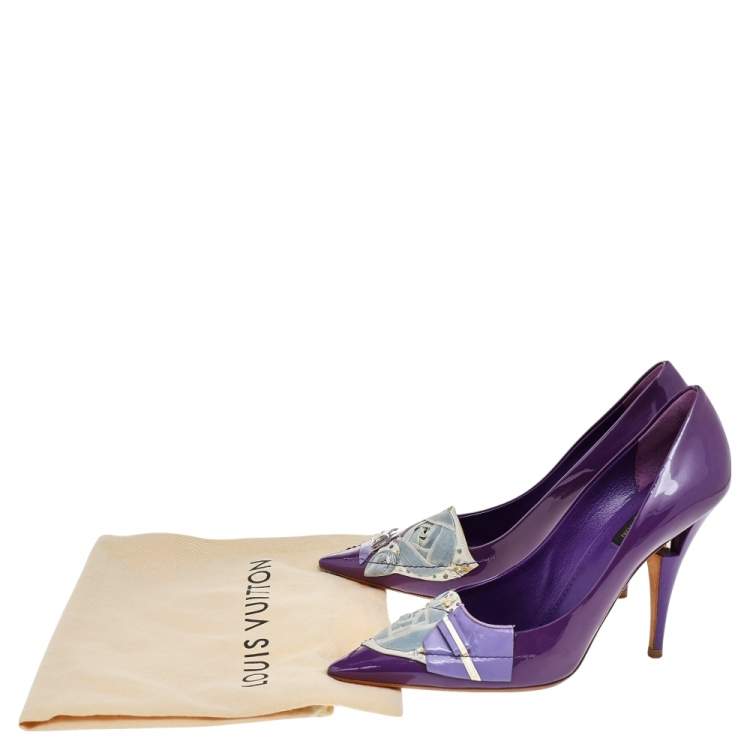 Pre Owned Louis Vuitton Purple Patent Riviera Pumps Size 39.5