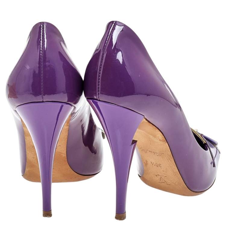Pre Owned Louis Vuitton Purple Patent Riviera Pumps Size 39.5