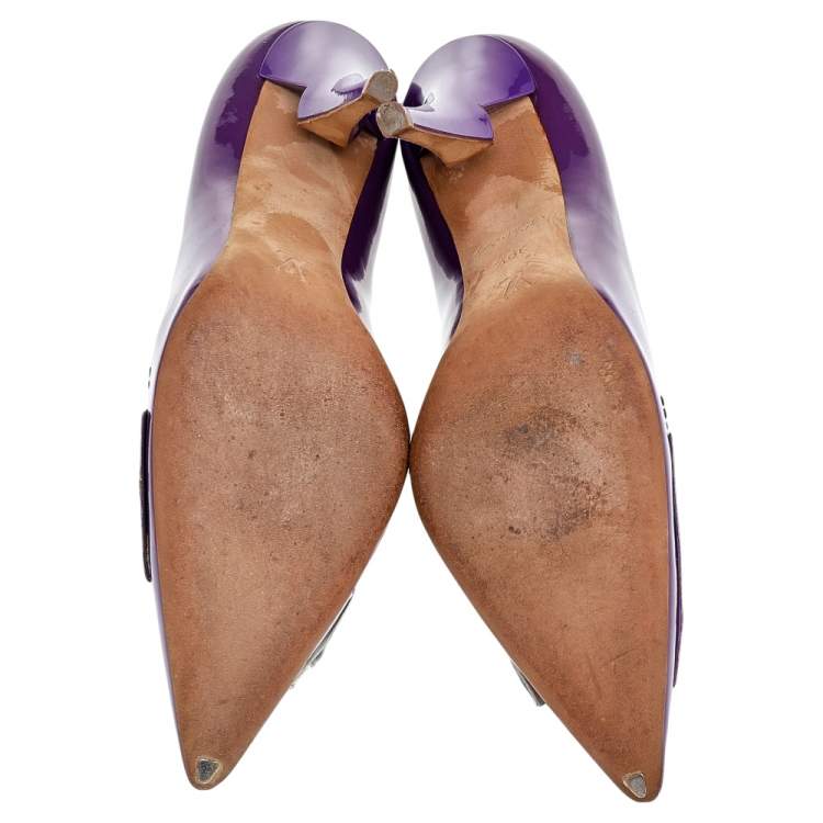 Pre Owned Louis Vuitton Purple Patent Riviera Pumps Size 39.5