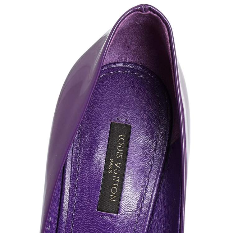 Pre Owned Louis Vuitton Purple Patent Riviera Pumps Size 39.5
