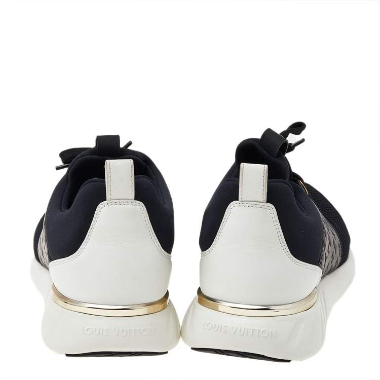 Pre Owned Louis Vuitton Black/White Monogram Leather, Fabric, And Mesh Aftergame Low-Top Sneakers Size 39