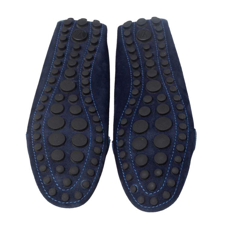 Pre Owned Louis Vuitton Blue Suede Logo Ballet Flats Size 37