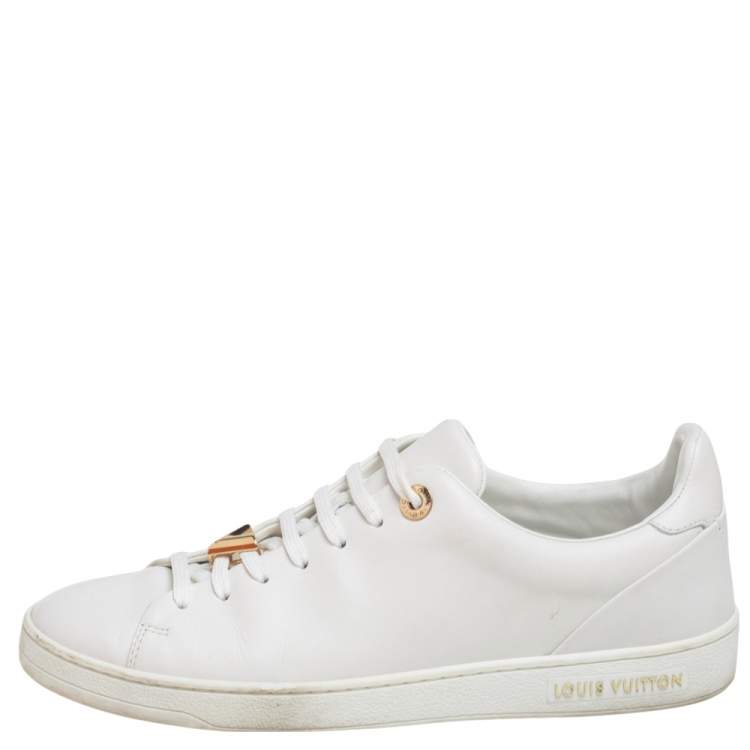 Louis Vuitton White Leather Frontrow Logo Embellished Lace Up Sneakers Size  37.5 Louis Vuitton