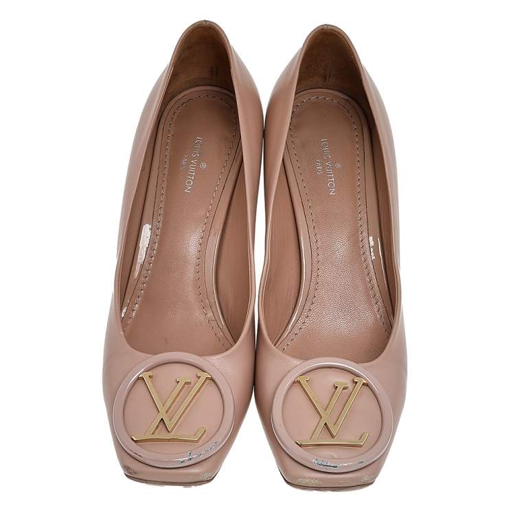 Pre Owned Louis Vuitton Beige Leather Madeleine Square Toe Pumps Size 36