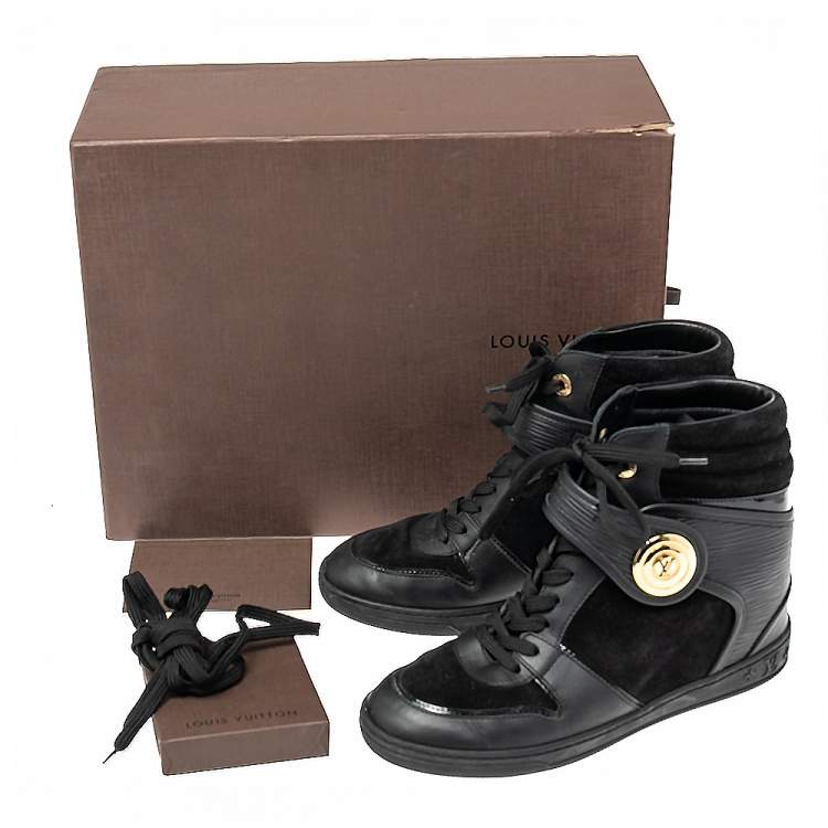 Pre Owned Louis Vuitton Black Epi Leather And Suede Postmark Sneakers 37.5