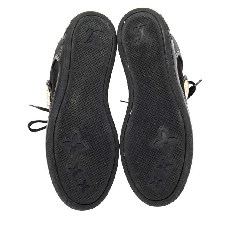 Pre Owned Louis Vuitton Black Epi Leather And Suede Postmark Sneakers 37.5