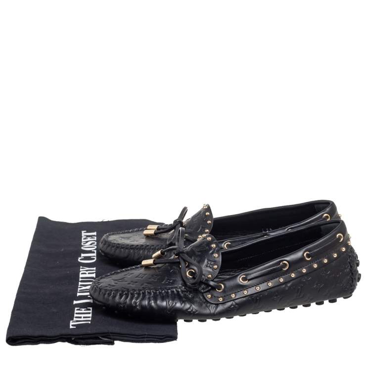 مملوكة مسبقًا Louis Vuitton Black Monogram Leather Gloria Loafers Size 36
