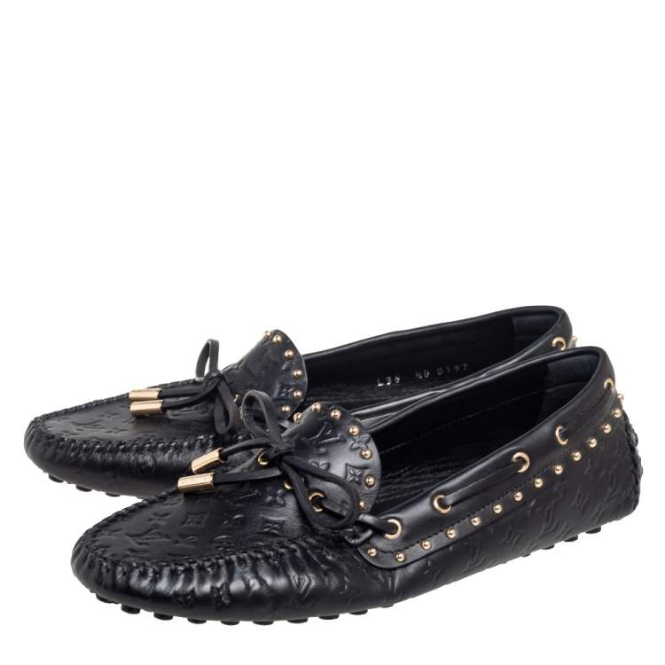 مملوكة مسبقًا Louis Vuitton Black Monogram Leather Gloria Loafers Size 36