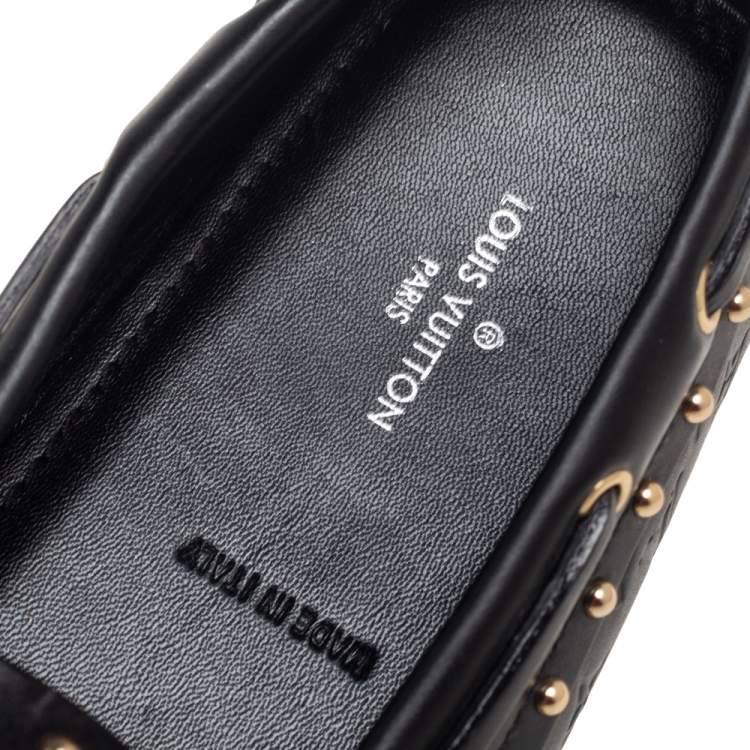 مملوكة مسبقًا Louis Vuitton Black Monogram Leather Gloria Loafers Size 36