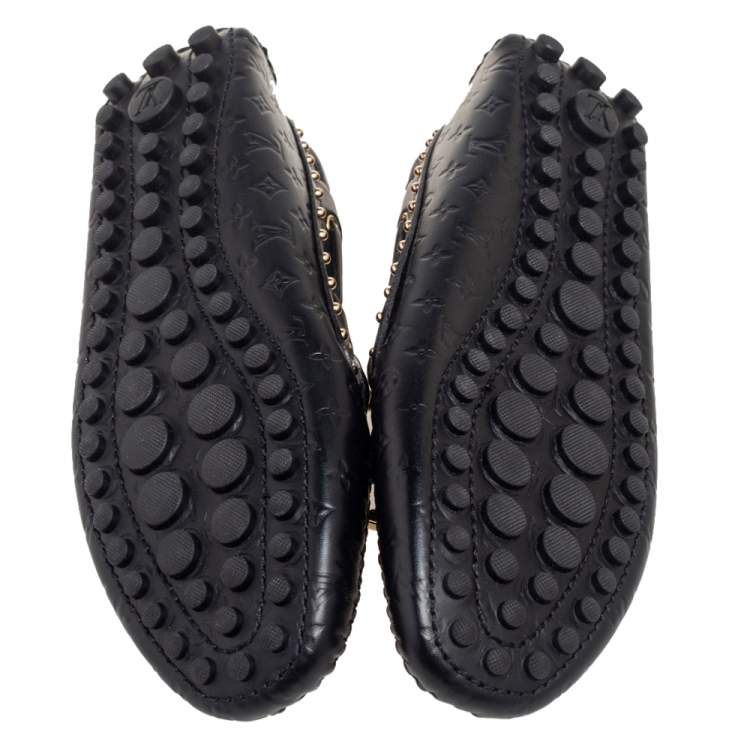 مملوكة مسبقًا Louis Vuitton Black Monogram Leather Gloria Loafers Size 36