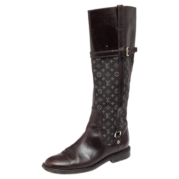 Louis Vuitton Brown Leather And Monogram Canvas Jodie Knee Length Riding  Boots Size 37 Louis Vuitton | The Luxury Closet