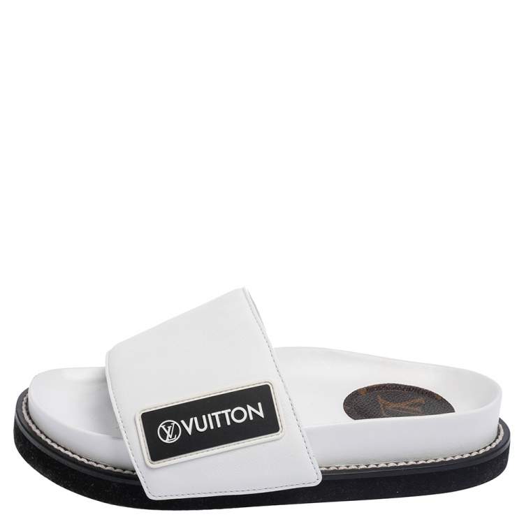 Louis Vuitton White Leather Nova Flat Sandals Size 5.5/36