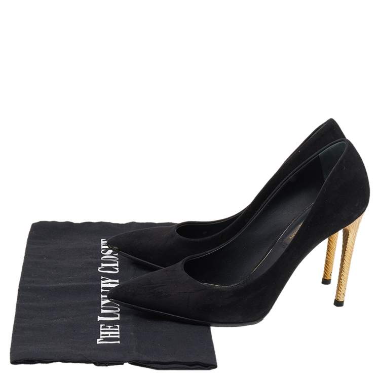 Pre Owned Louis Vuitton Black Suede Pointed Toe Pumps Size 35
