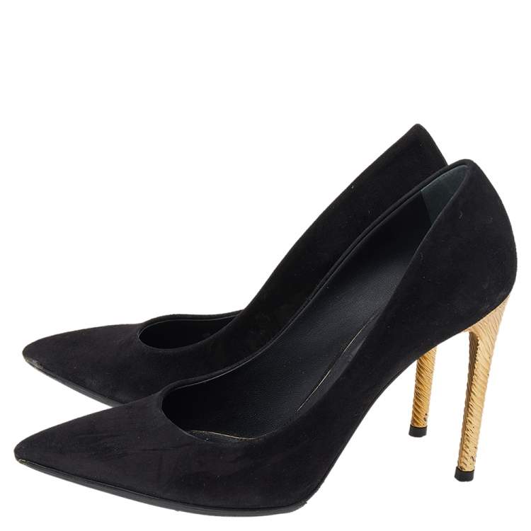 Pre Owned Louis Vuitton Black Suede Pointed Toe Pumps Size 35