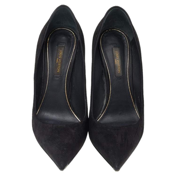 Pre Owned Louis Vuitton Black Suede Pointed Toe Pumps Size 35