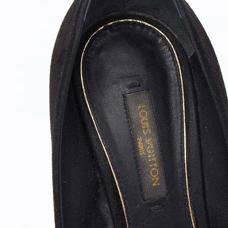 Pre Owned Louis Vuitton Black Suede Pointed Toe Pumps Size 35